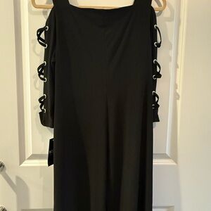 MSK Black Dress with Lace-Up Sleeves